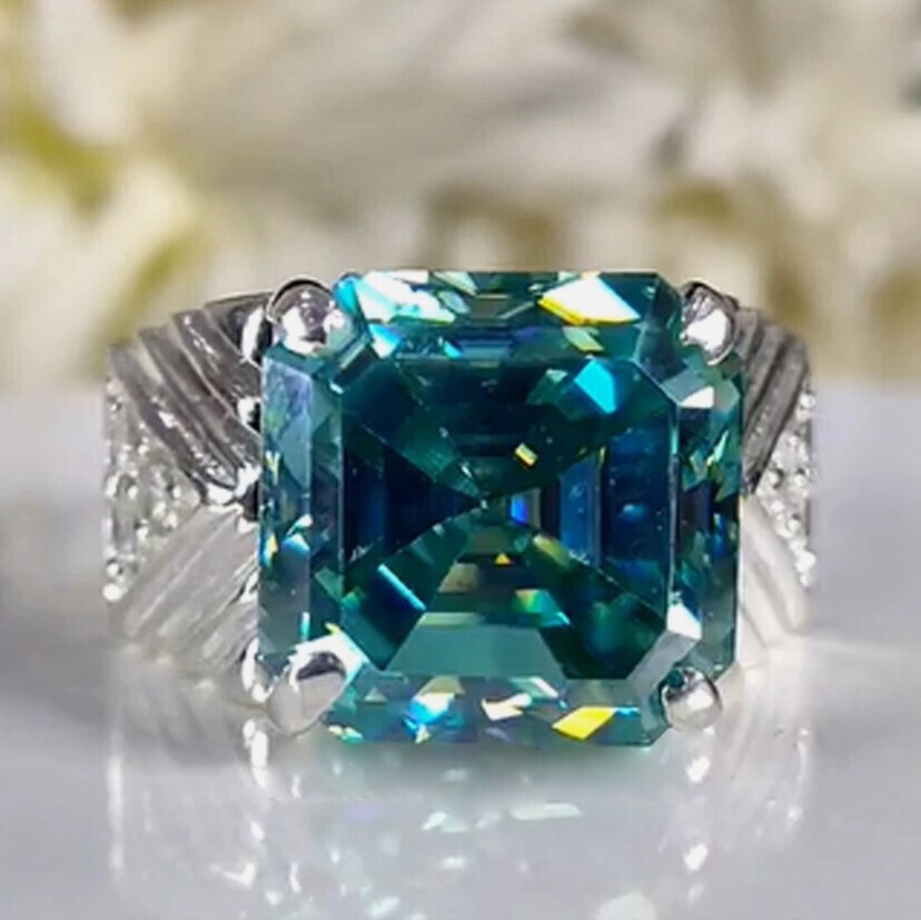 11.55 Ct Blue Diamond Ring 925 Silver Eye-Catching Gift for Wife or Sister