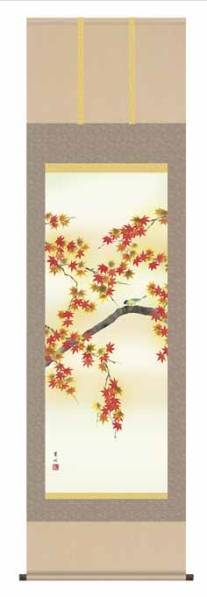 Hanging Scroll Autumn Leaves and Little Bird Hanging Scroll Painting Japan