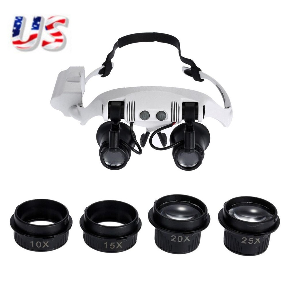 LED Magnifying Glasses with 8 Lenses & Light for Jewelry Watch Repair
