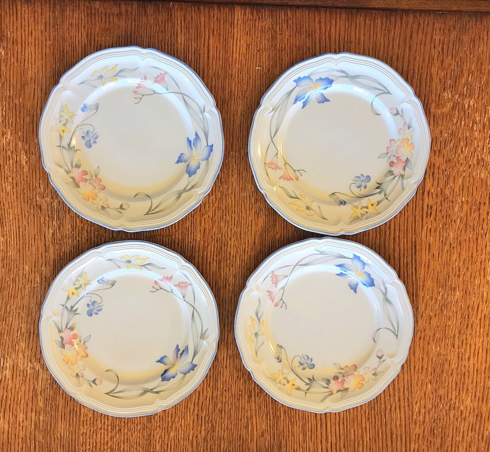 4 Piece Set Villeroy & Boch Riviera Plates 6 3/4 inch size Vitro Porcelain