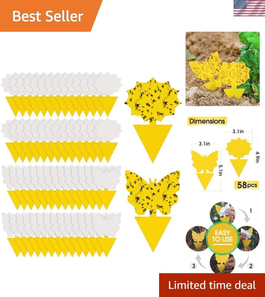 Weather-Resistant 58 Pack Yellow Sticky Traps - Elegant Bug Catcher Solution