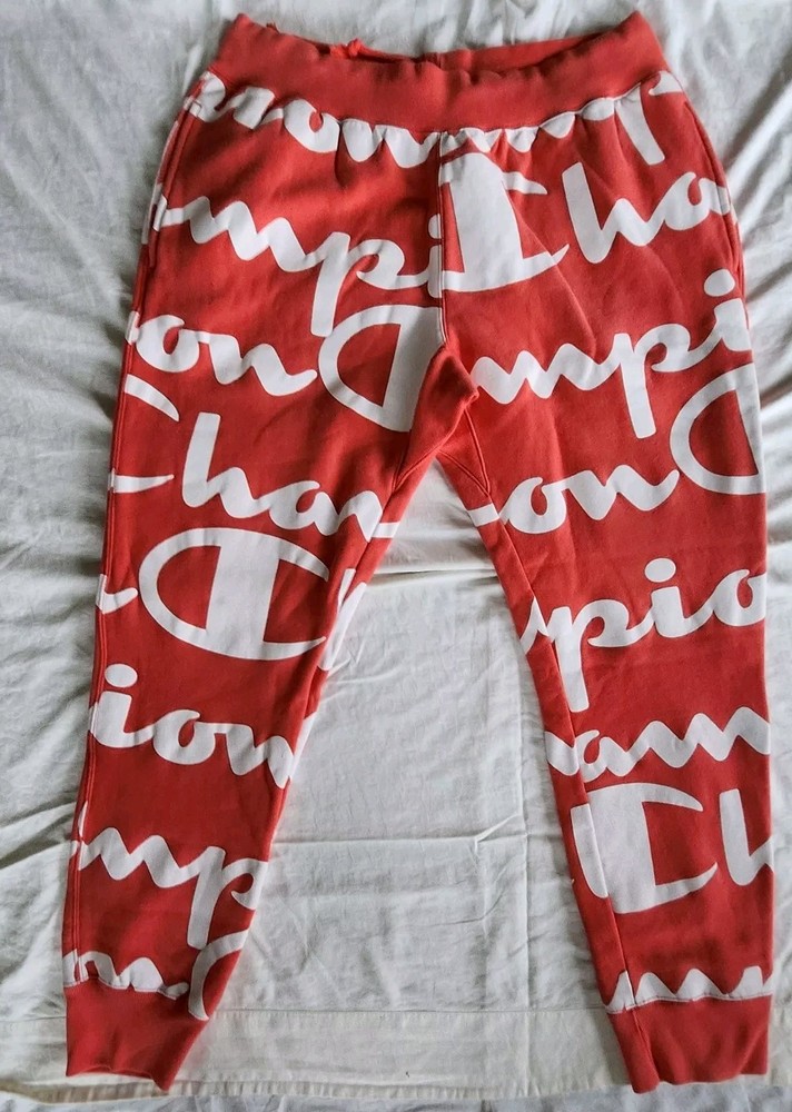 Champion Reverse Weave Sweatpants Coral Joggers  Spell-out Size XL