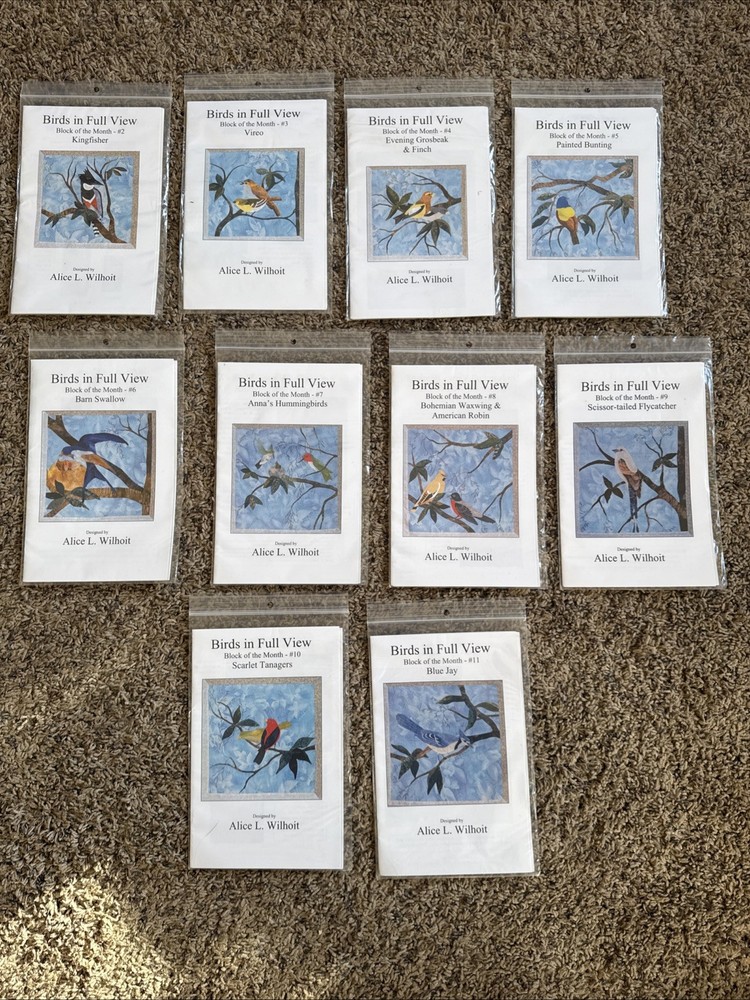 Birds in Full View 1999 Complete 2-11 Block of The Month Quilt Template Patterns