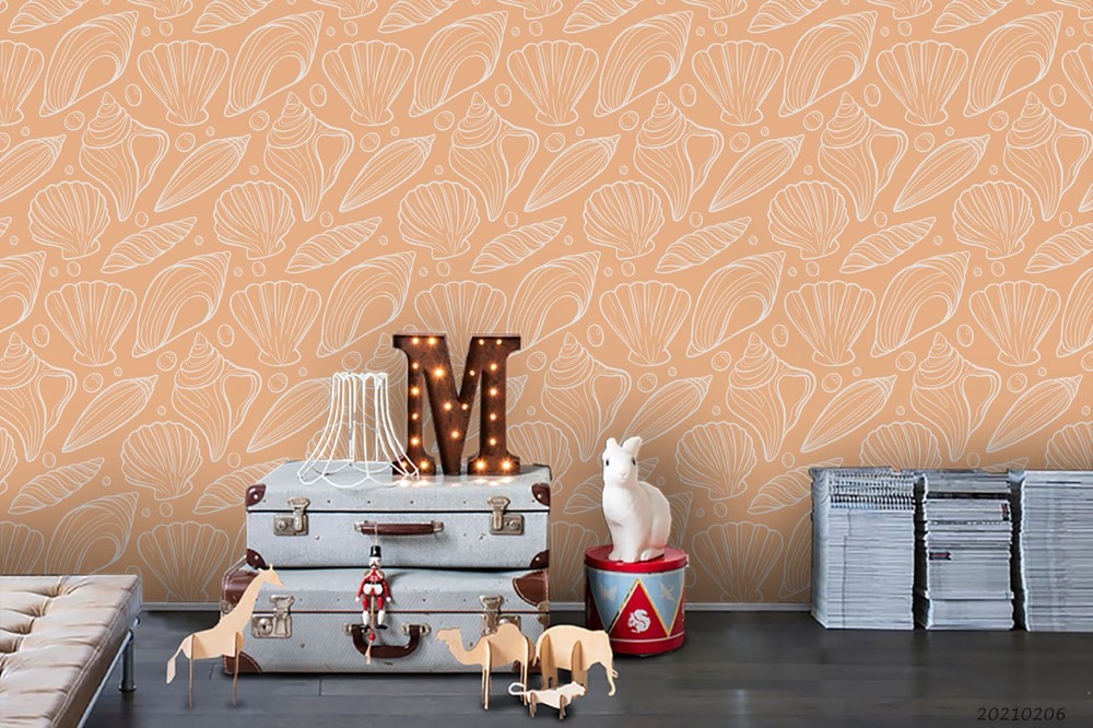 3D Seashells Pattern Wall Murals Wallpaper Murals Wall Sticker