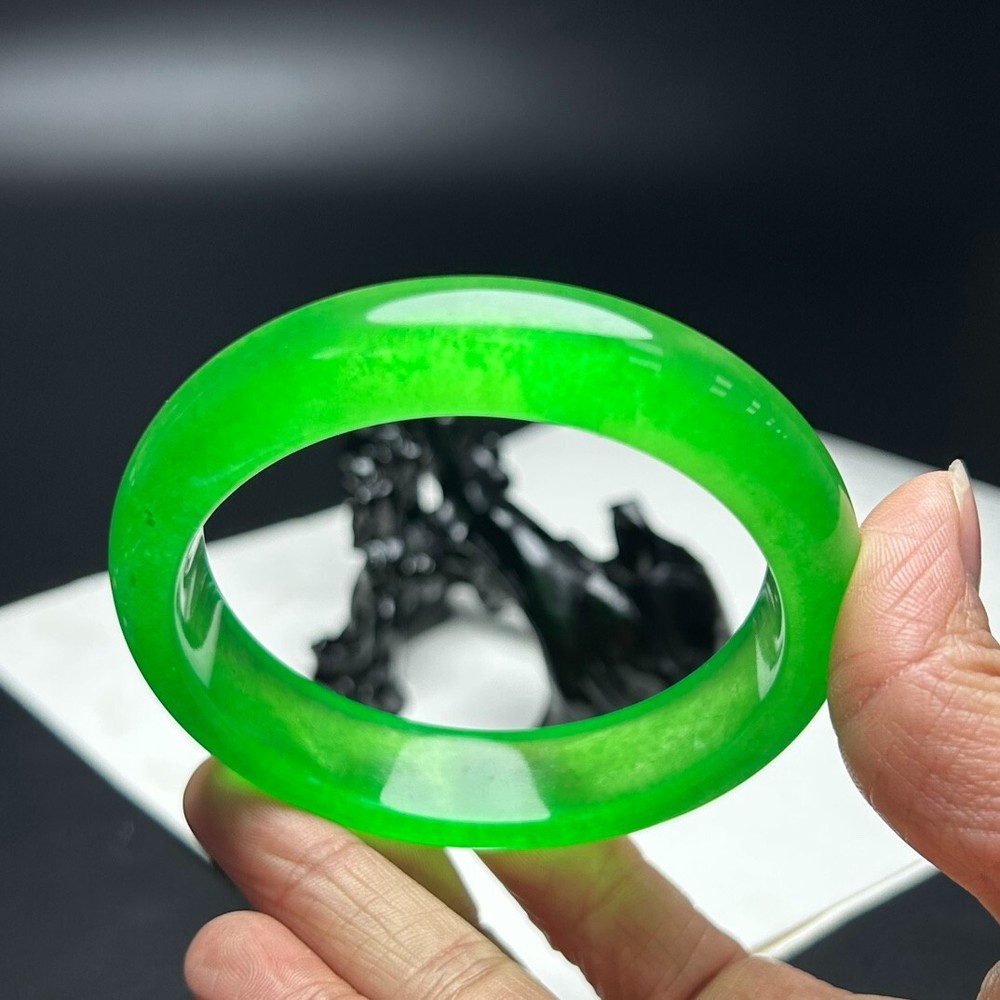 Certified Natural high Ice Burmese Green Jade jadeite bracelet bangle 59-60mm