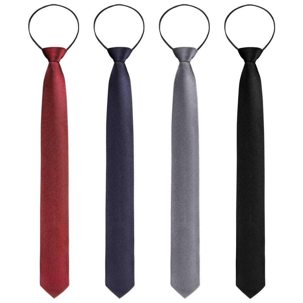 4-Pack Adjustable Zip-On Neckties for Men – Quick & Stylish Zipper Ties