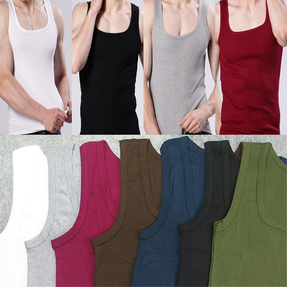 Men Gym Muscle Sleeveless Tank Top Bodybuilding Sport Shirt Fitness Workout Vest