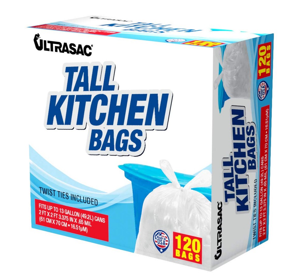 13 Gallon 0.6 MIL Tall Kitchen Bags With Twist Ties - 24