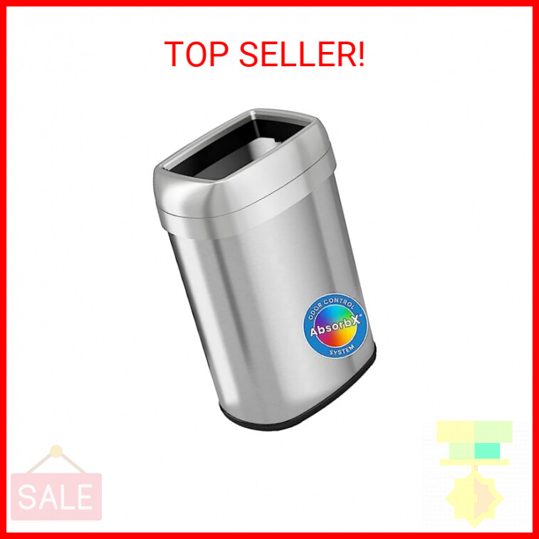 iTouchless 13 Gallon Open Top Kitchen Trash Can Recycling Bin with Double Odor F