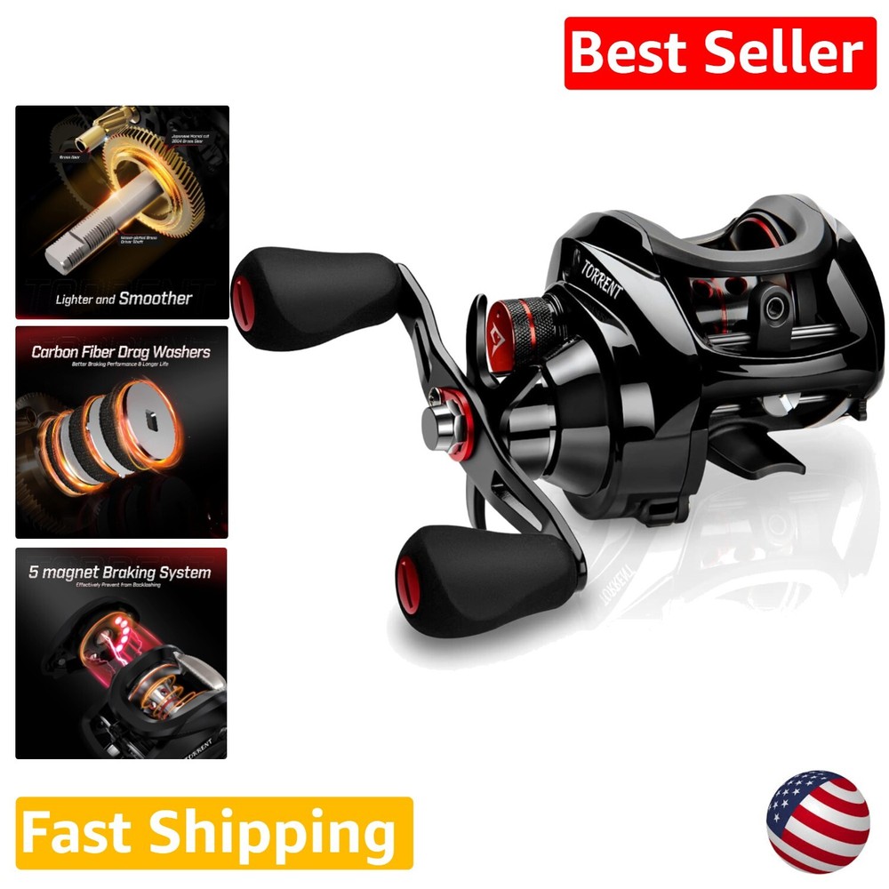 High Performance Baitcasting Reel - 18LB Drag, 7.1:1 Gear Ratio, Carbon Fiber