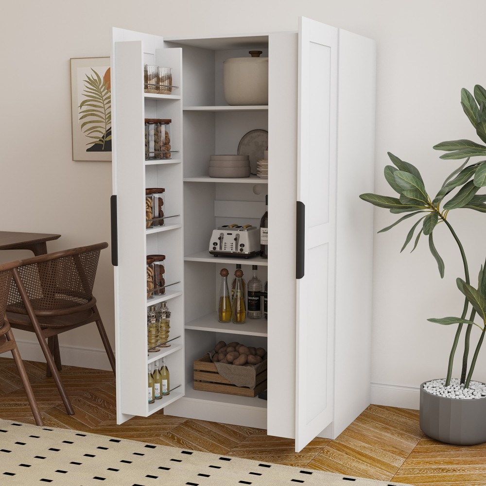 Kitchen Pantry Cabinet with Doors and Shelves Suitable for Kitchens