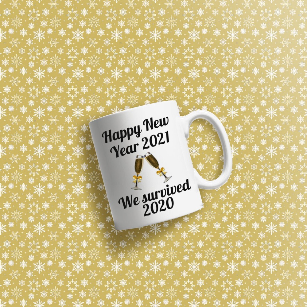 Survived 2020 Happy New Year 2021 Mug Cute Christmas Gift for Family