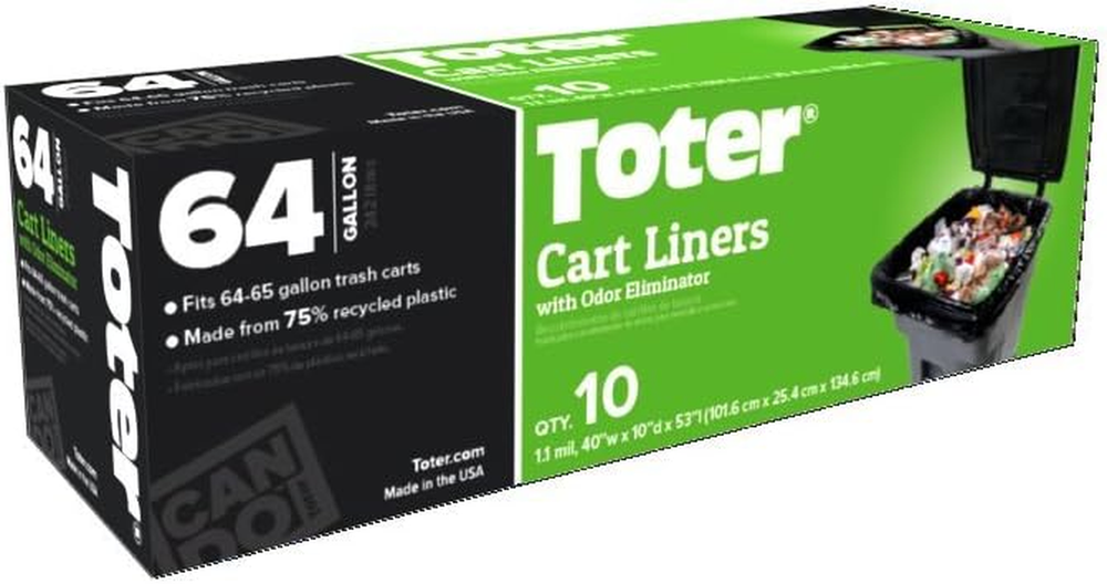 64 Gal. Trash Can Bags-10 Bag Roll, 64 Gallon, Black, 10 Count