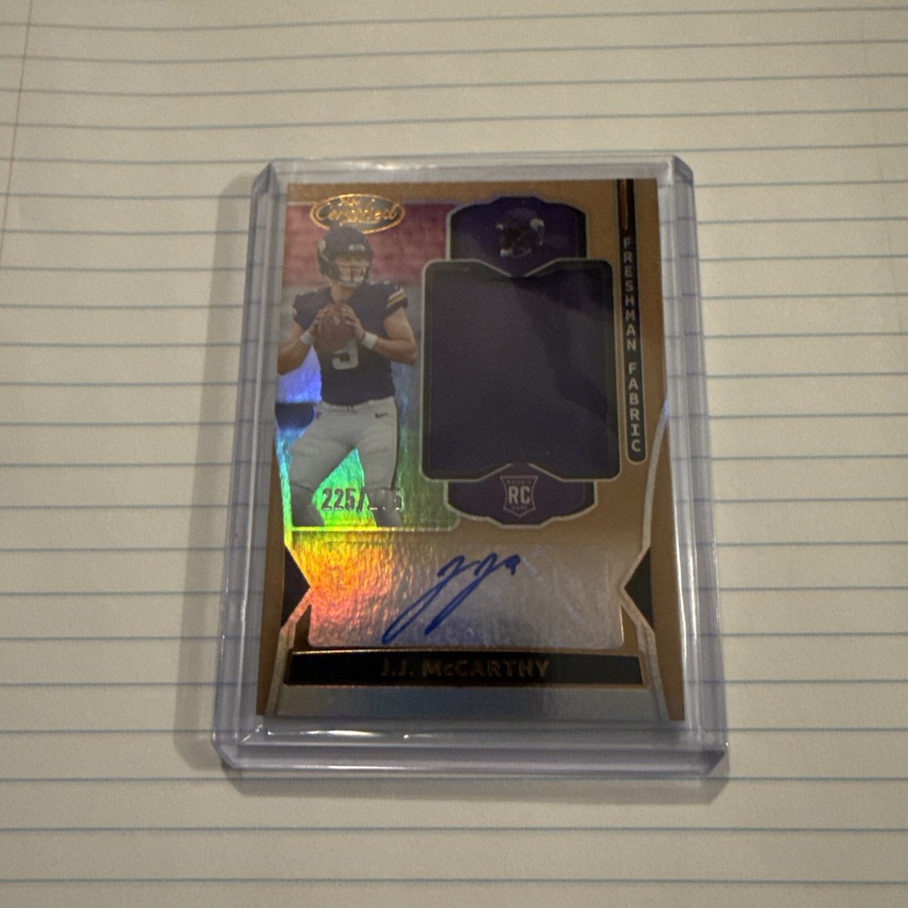 2024 Panini Certified JJ McCarthy Freshman Fabric RPA Rookie Patch Auto /275