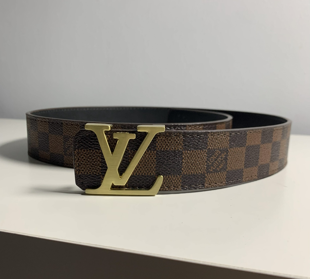 Louis Vuitton Men's Checkered Brown Leather Belt - Size 42 1055mm (Pre-Owned)