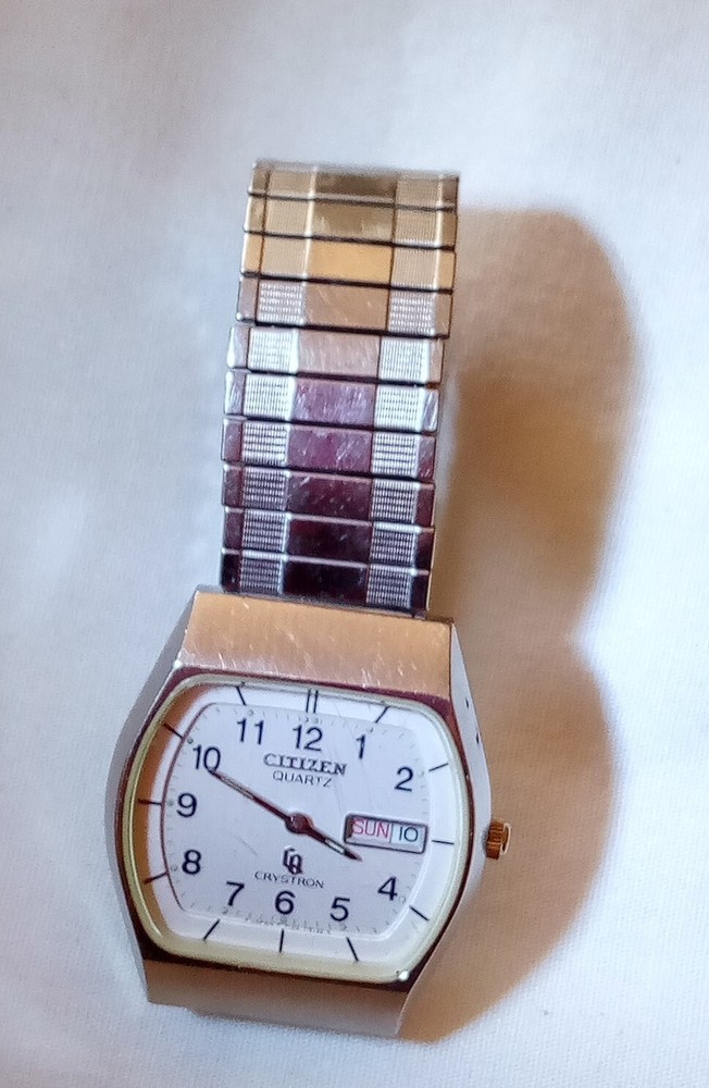 Men's Citizen Watch Quartz Silver Color Date/Time 4-731824 TA Stretch Band