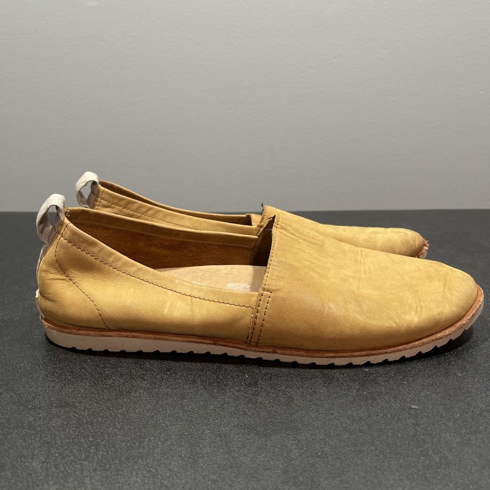 SOREL Ella Womens 10 Comfort Leather Slip On Brown Flats Shoes NL3211-224