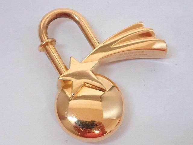 Hermes Shooting Star Cadena Gold Padlock Bag Charm 1999 Limited Edition with Box