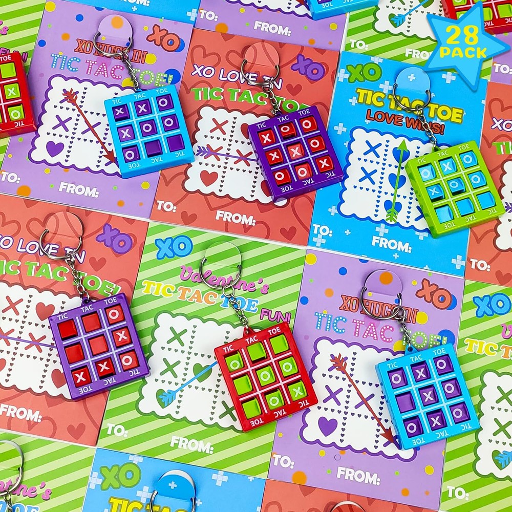 Valentines Day Gifts Cards for Kids School Classroom,28 Pack Tic Tac Toe Game...