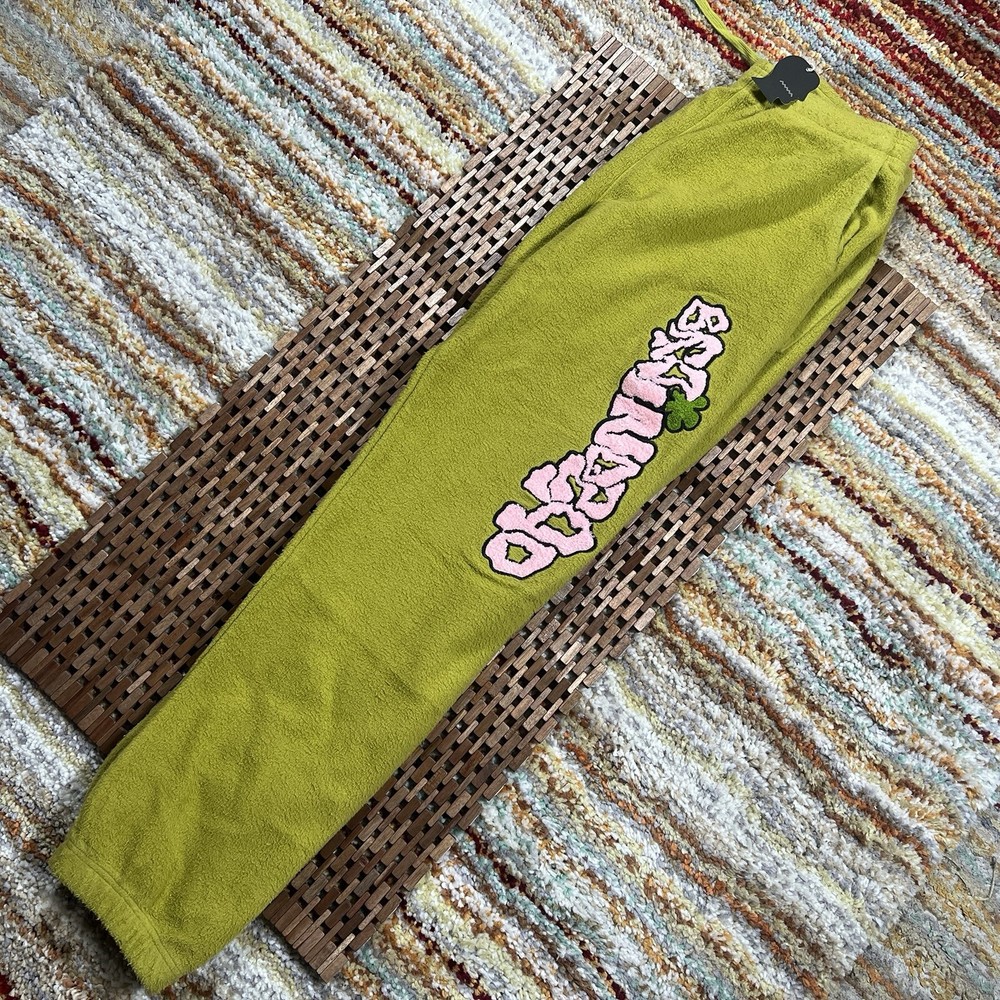 NWT Brain Dead Slime Reverse Fleece Joggers Sweatpants Green Graphic Medium New