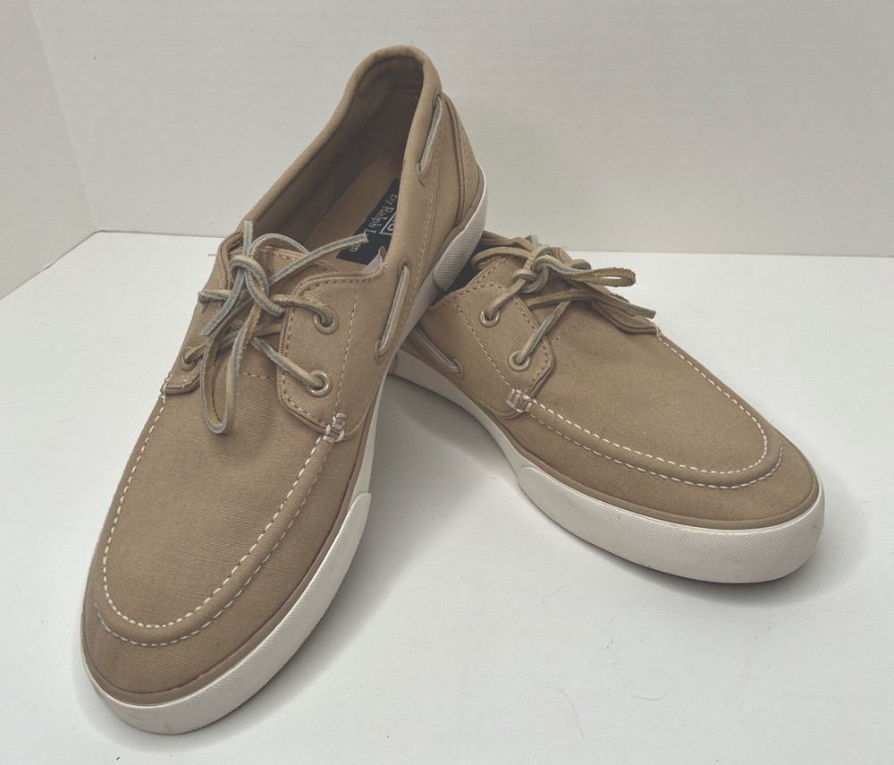Ralph Lauren Sander P Canvas Boat Shoes Mens Size 11D Khaki