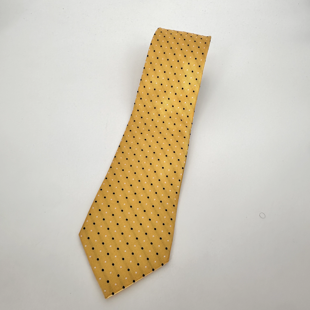 Tommy Hilfiger Men's Yellow/Blue Polka Dot Silk NeckTie Extra Long