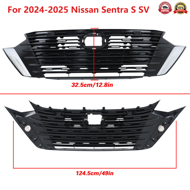 62310-6LY0A Front Bumper Upper Grille For 2024-2025 Nissan Sentra S SV Plastic
