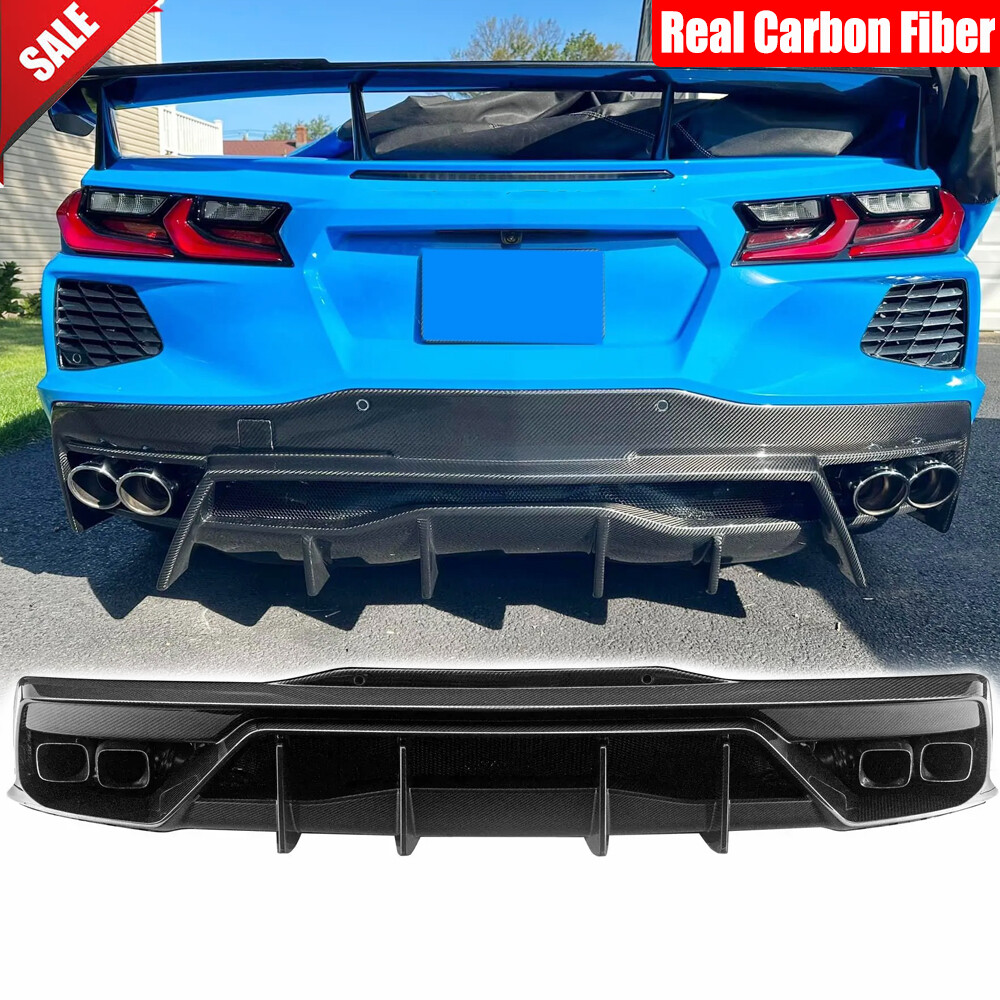 Real Carbon Rear Bumper Diffuser Lip for Chevrolet Corvette C8 Stingray 2020UP