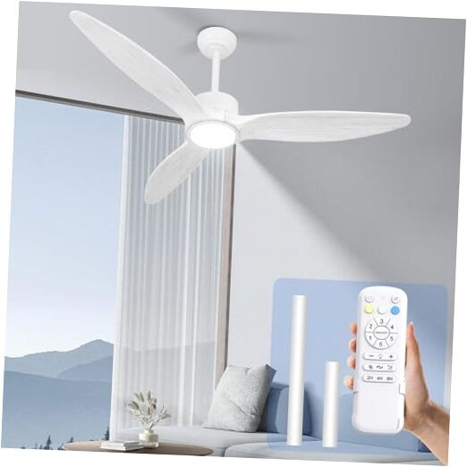 52 Inch White Wood Ceiling Fan with Light Kit for Indoor Use