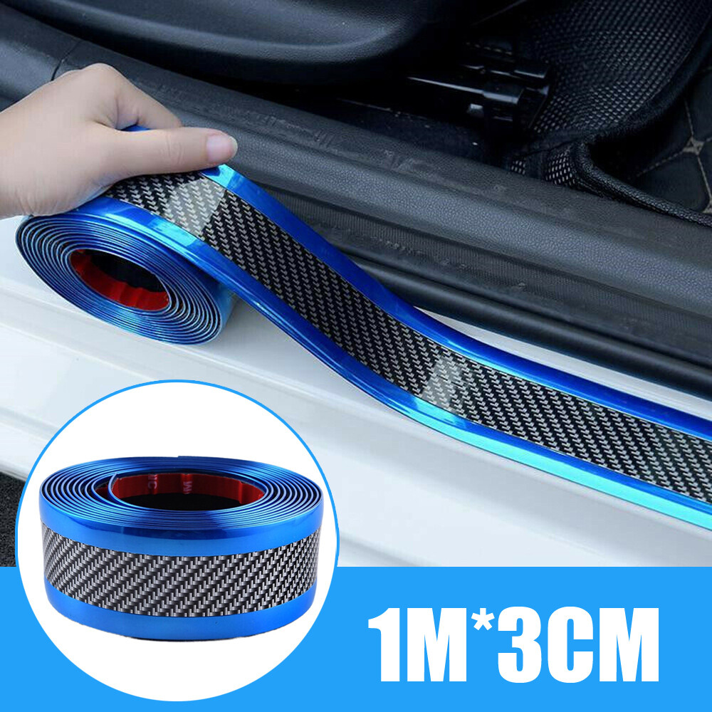 1Mx3CM Car Door Sill Scuff Cover Carbon Fiber Sticker Plate Sticker Accessories