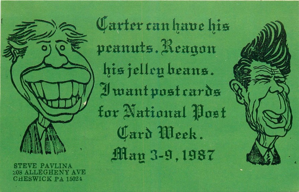 Vintage Jimmy Carter & Ronald Reagan Peanuts Jelly Beans Postcard 25-52
