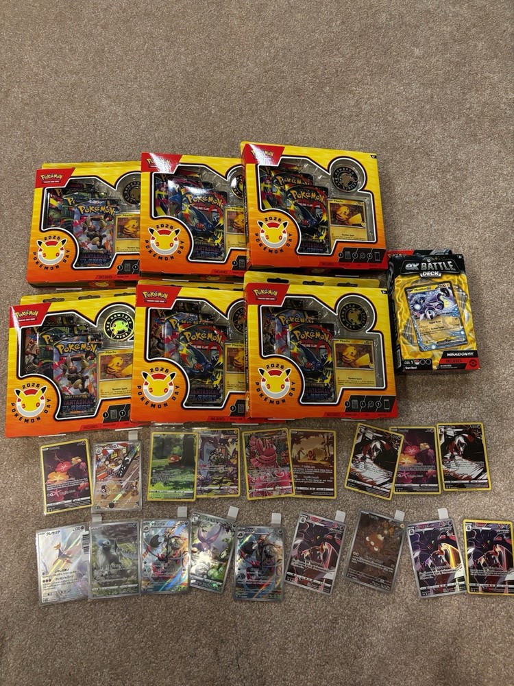✅6X POKEMON DAY 2026 COLLECTION BOXES - INCLUDES BATTLE DECK BOX AND 12 cards