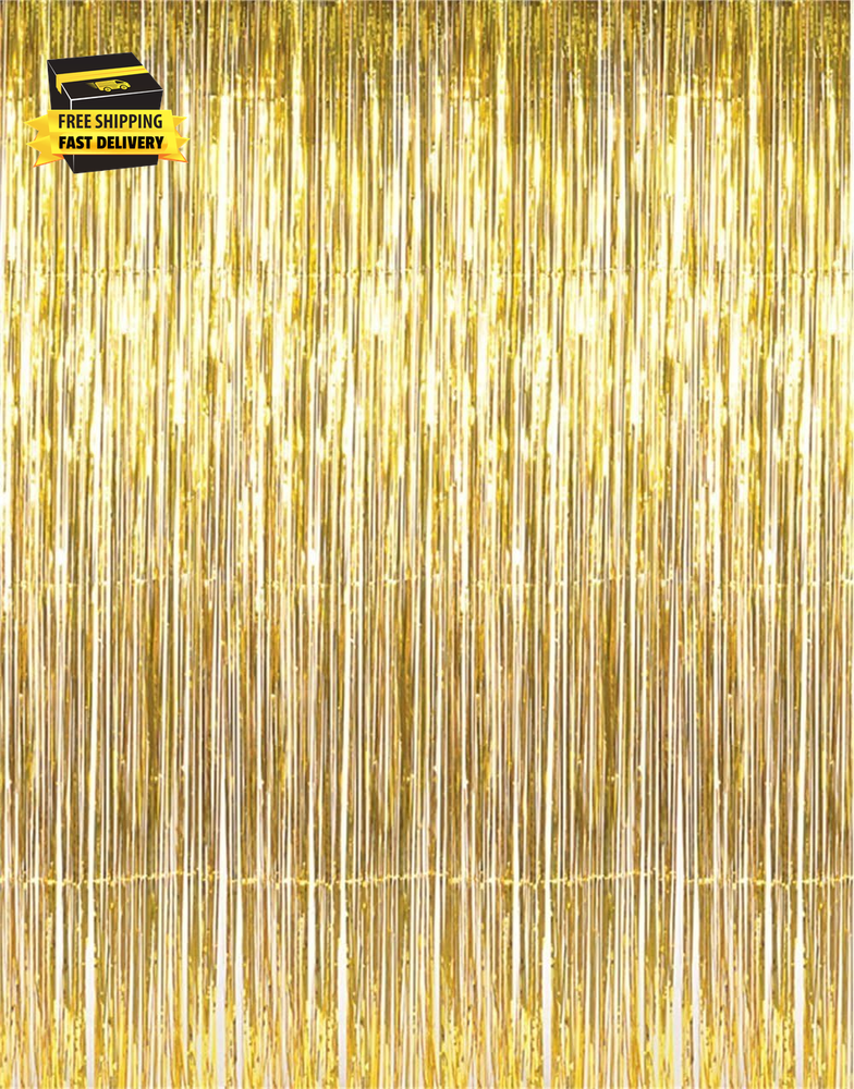 3.2 Ft X 9.8 Ft Metallic Tinsel Foil Fringe Curtains Party Photo Backdrop Party