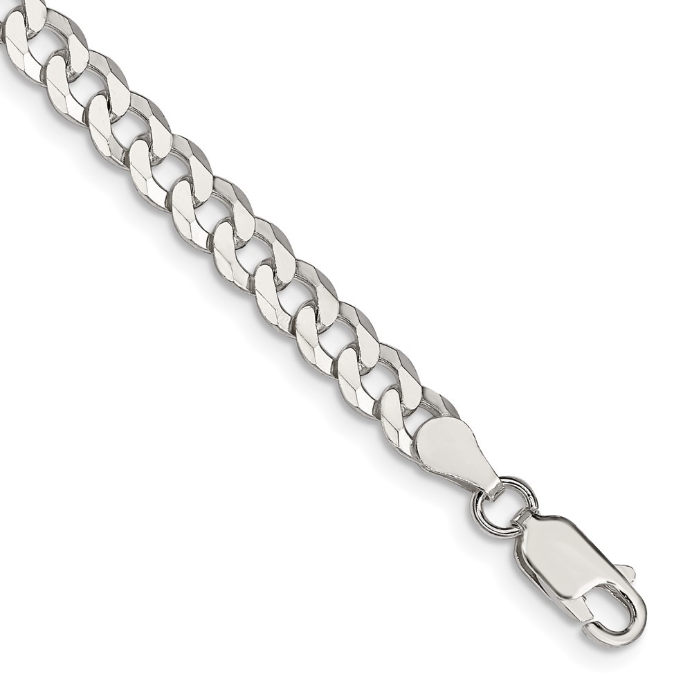 Sterling Silver 5mm Beveled Curb Chain Bracelet 7 Inch 5.7 Grams