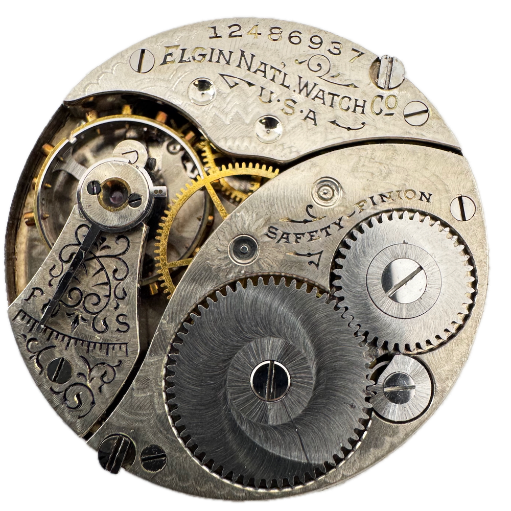Antique 1906 Elgin 7 Jewel Hunter Pocket Watch Movement 320 USA Mechanical
