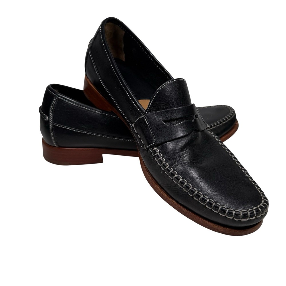 Johnston & Murphy Black Leather Loafers -  Sheepskin Size 9