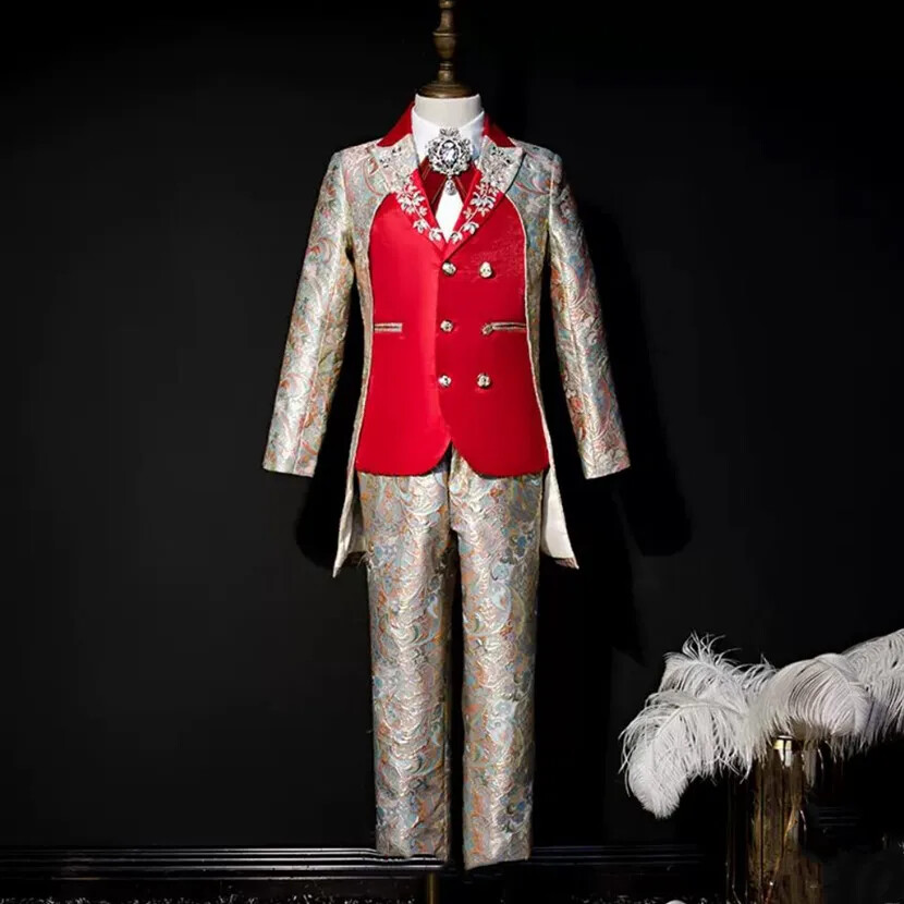 New Boys' Gentleman Tuxedo Suit Children's Catwalk Wedding Birthday Party Blazer