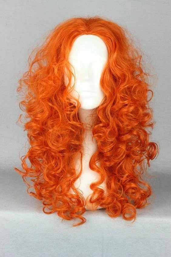 Women Long Curly Wavy Orange Wig Cosplay Wig Costume Wig Full Wigs