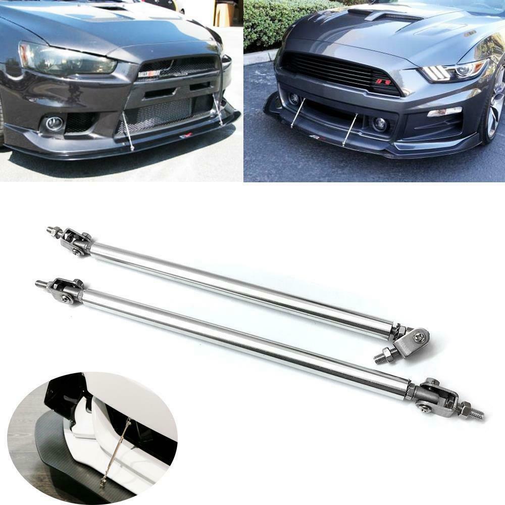 15cm Adjustable Silver Bumper Lip Spoiler with Strut Support Bar