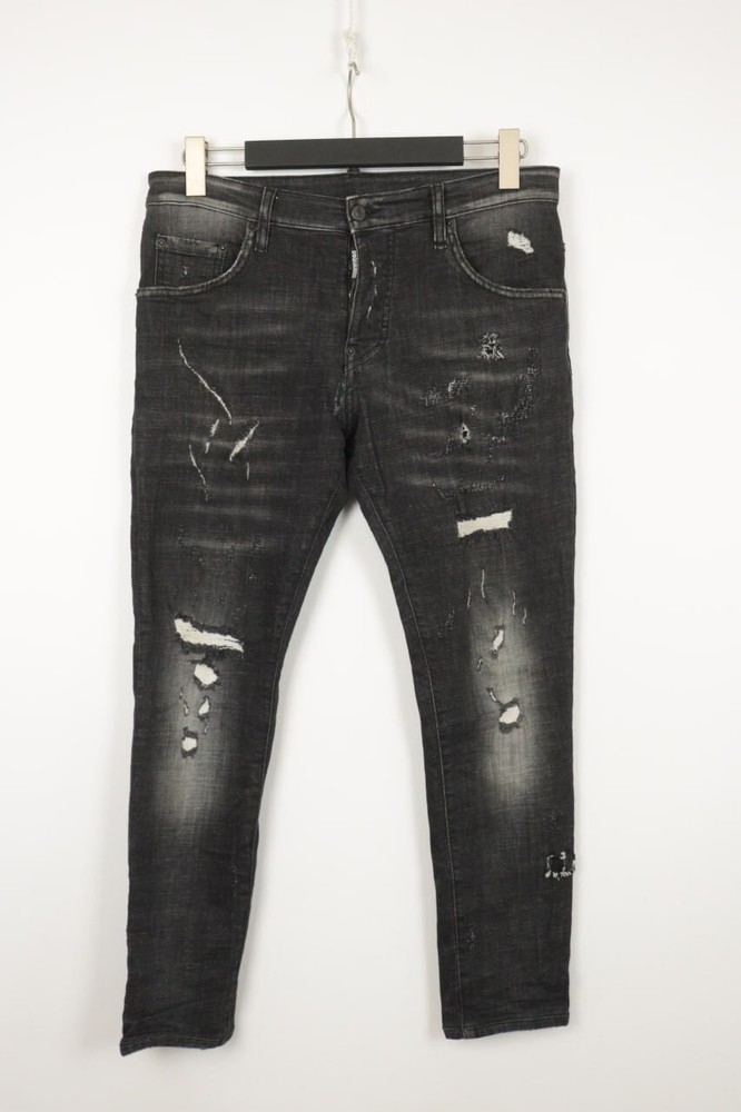 DSQUARED2 TIDY BIKER JEAN Wash Denim Slim Fit Distressed Jeans Size IT 46 / W32