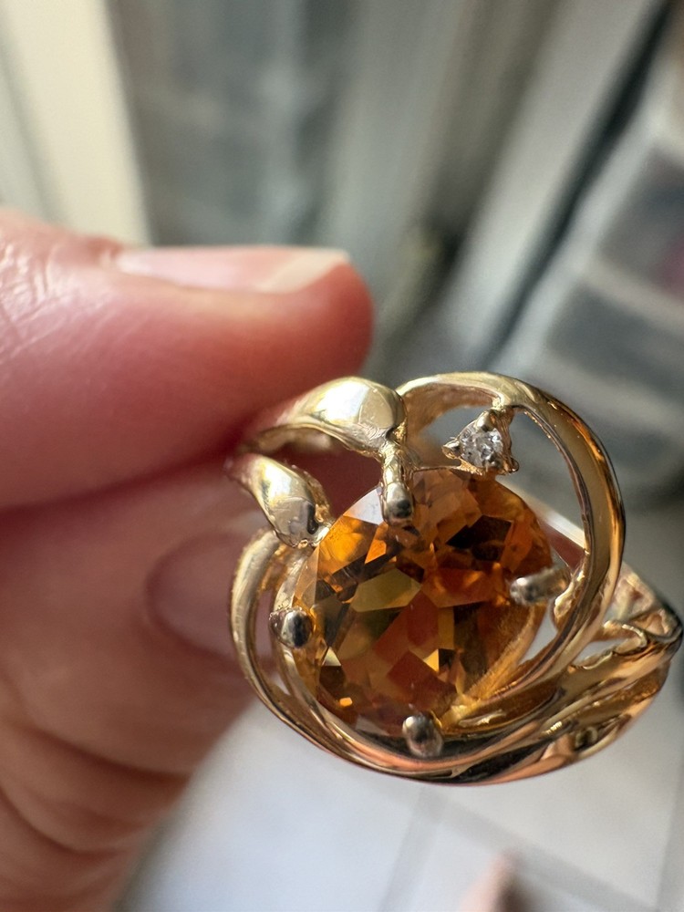 Natural Citrine and Diamond Ring in Yellow Gold