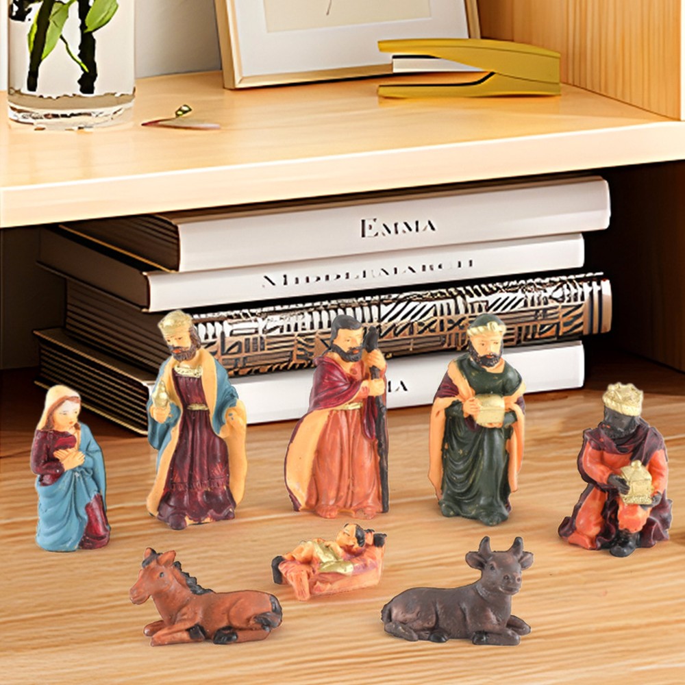 Nativity Scene Statue 8X Resin Christmas Sculptures Decorative ordinary