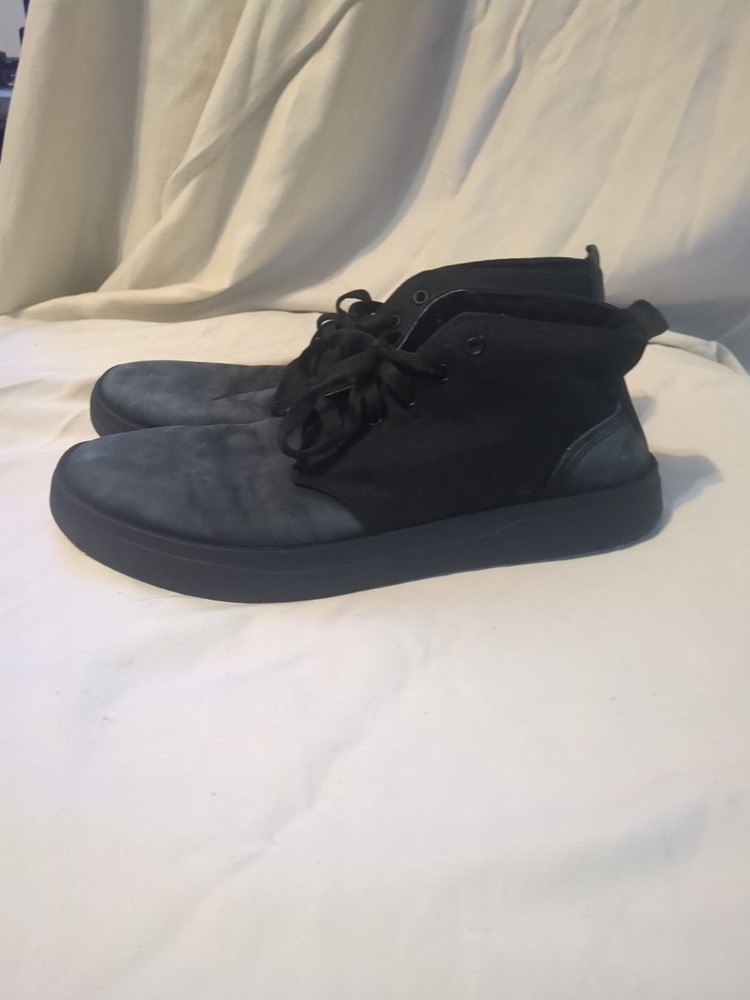 Timberland Mens 11.5 Black Leather Blue Suede Chukka Boots Lace Up