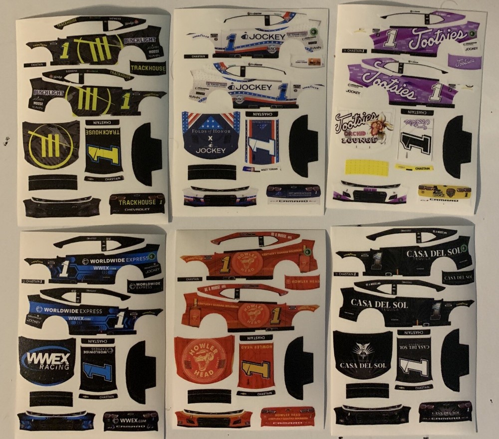 Ross Chastain #1 NASCAR 1/64 Scale Peel & Stick Decals - Lot of 6