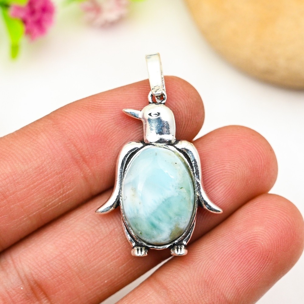 Larimar Pendant Handmade 925 Sterling Silver Women's Jewelry Gift