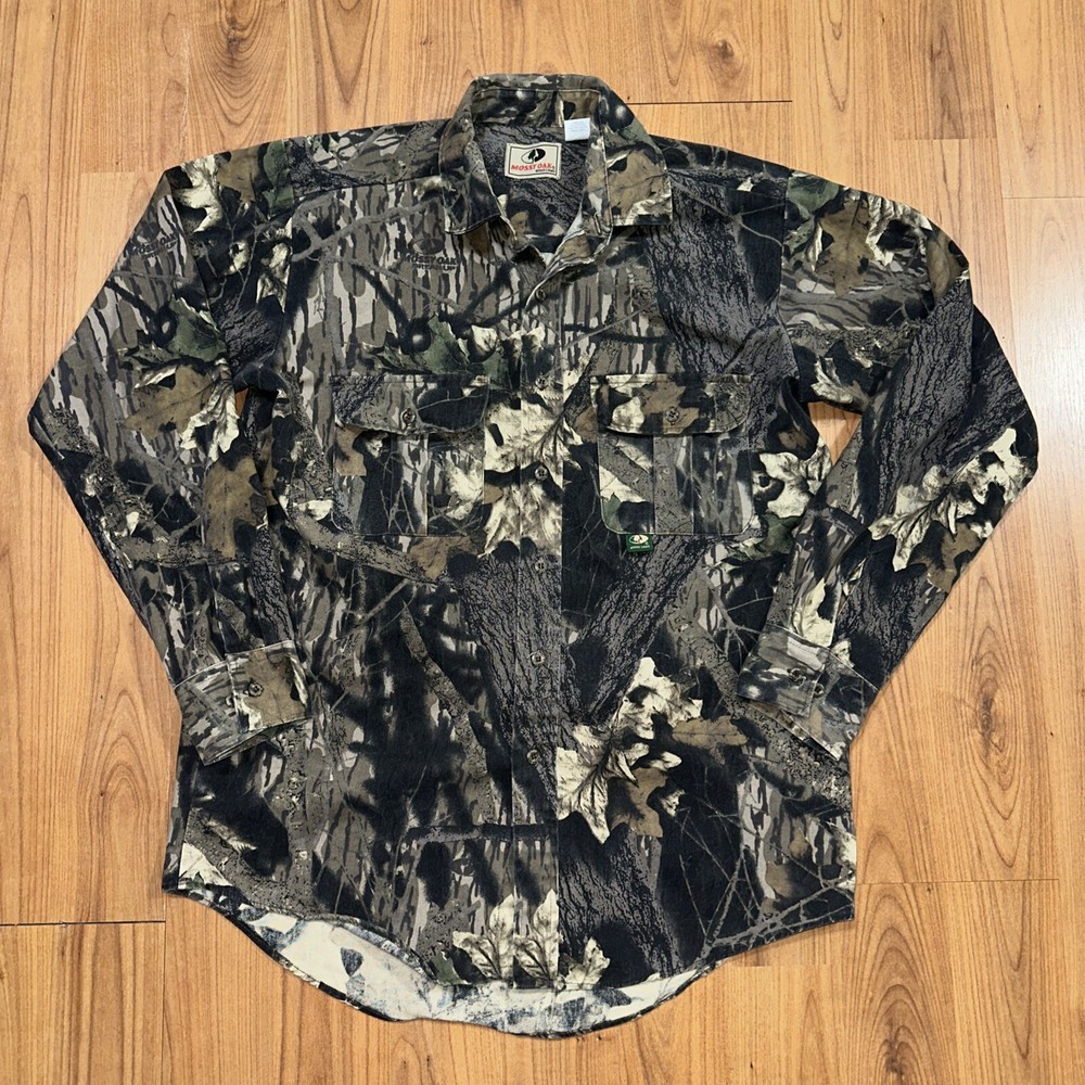Vintage Mossy Oak Camo Long Sleeve Hunting Shirt for Men Size Large USA Made