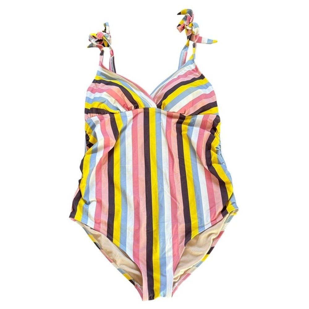 Isabel Maternity by Ingrid & Isabel Multicolor Striped One Piece Swimsuit Large