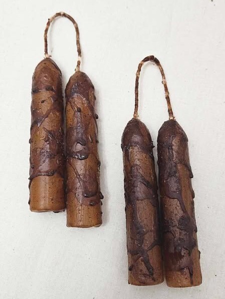 4-inch Joined-Wick Taper Candles in Burnt Mustard - Set of 2