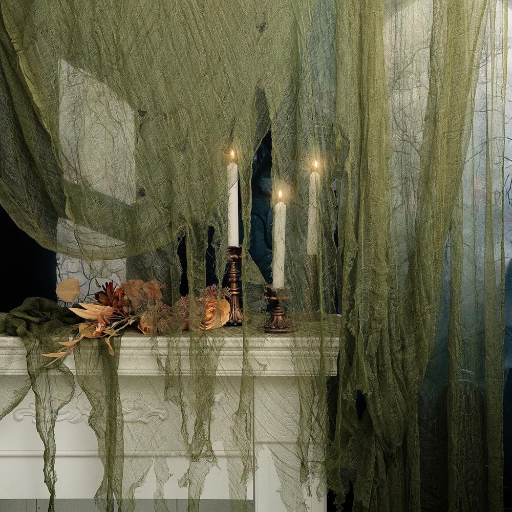 RunNico Large Creepy Cloth Decoration - Spooky Gauze for 600x36 Inch Green