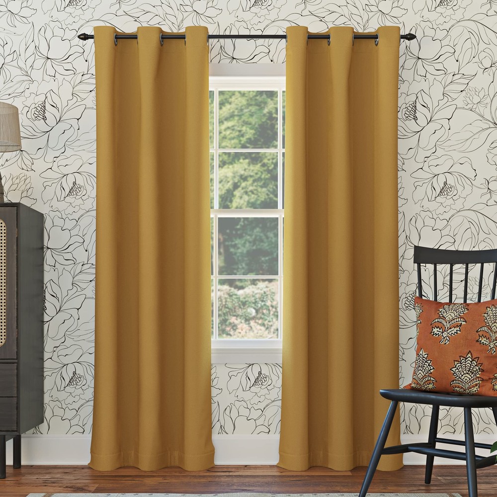 Energy-Saving Blackout Grommet Curtain Panels 2-Pack Noise Reducing Room Darkening
